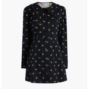 Hill House Black Mini Dress with Cream Floral Print